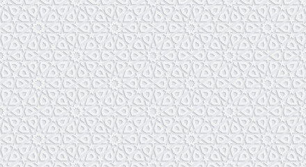 Seamless gray pattern in authentic arabian style, white mosaic.