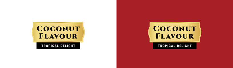 Coconut flavour label or Coconut flavor logo vector isolated in flat style. Best Coconut flavour label for product packaging design element. Coconut flavor logo for packaging design element.