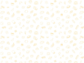 食べ物パターン壁紙イラスト　線画横向き