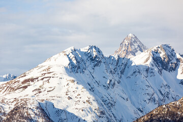 Majestic view of snowy Swiss Alps around Simplon Pass.