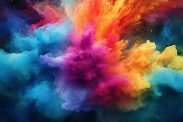 Explosion of Color Powder Background. Generative ai