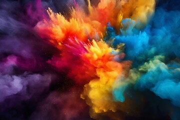 Explosion of Color Powder Background. Generative ai