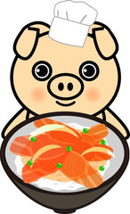 かわいい豚と豚丼