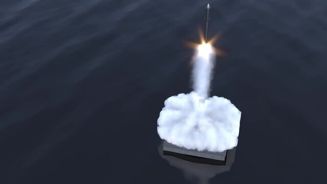 Rocket launches from a platform at sea business 