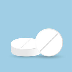 Medical pills isolated on white in vector illustration 