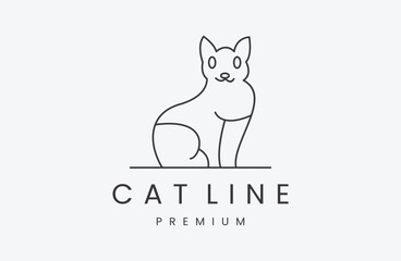 cat pet logo symbol design illustration line art style .
