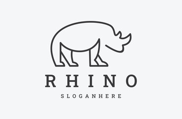 Minimalist rhino logo for your brand Line style .