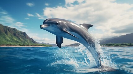 dolphin jumping out of the water created with generative ai