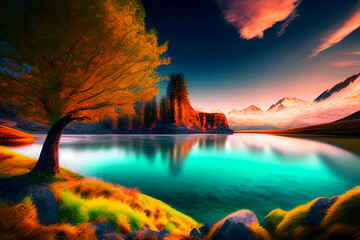 Fototapeta na wymiar Nature Scenes in HD, Realistic Landscape Wallpaper