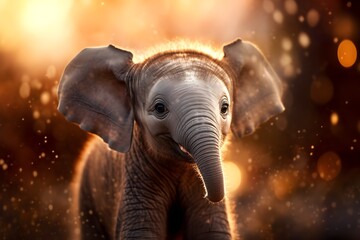 Fototapeta na wymiar little elephant playing with its trunk