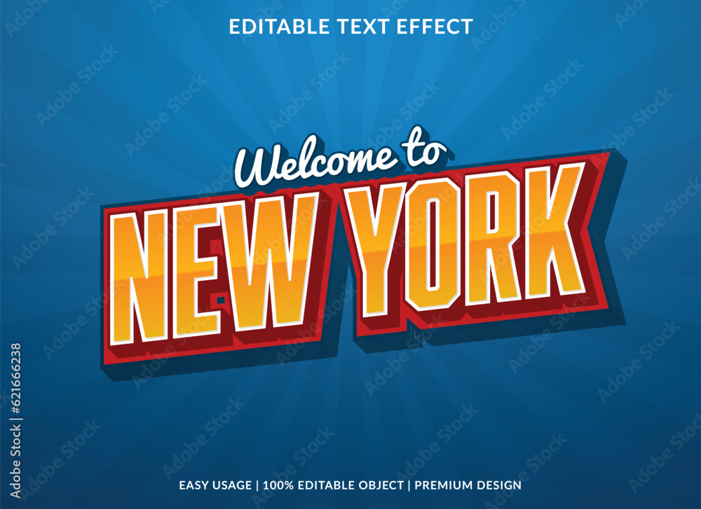 Aufkleber welcome to new york editable text effect template with abstract background use for business brand an