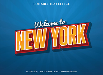 welcome to new york editable text effect template with abstract background use for business brand and logo - obrazy, fototapety, plakaty