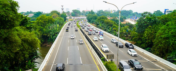 traffic in Jakarta Highway, Indonesia
