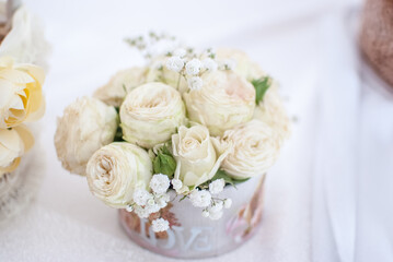 bouquet of flowers wedding of white roses decoration
