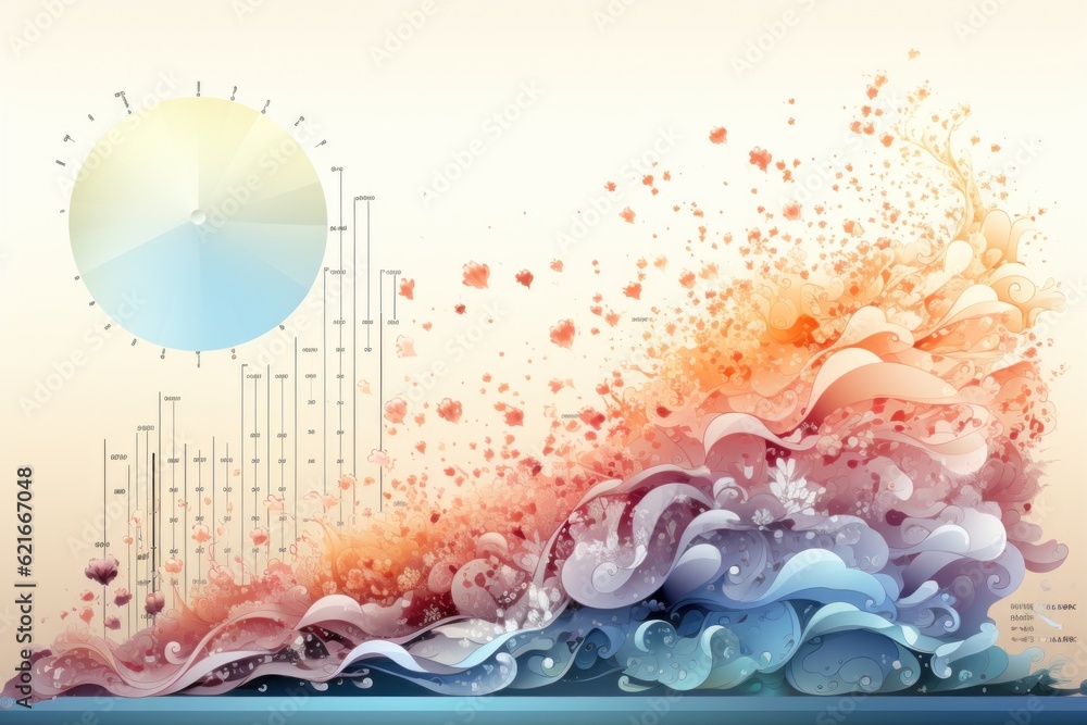 Aufkleber a picture of a wave with a sun in the background. generative ai image.