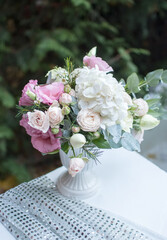 bouquet of flowers in the garden England white roses pink roses
