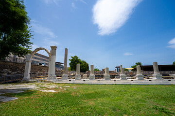 Fototapeta na wymiar The Agora of Smyrna, alternatively known as the Agora of Izmir is an ancient Roman agora located in Smyrna.