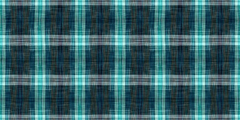 Teal rustic coastal beach house border check fabric tile. Seamless sailor flannel edging trim textile. Gingham blur rustic banner ribbon endless tape.