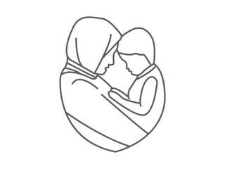 mother and child icon, icon for mother's day, mother holding son icon