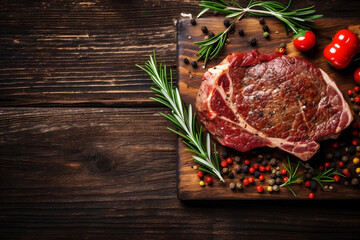 grill dark beefsteak steak food beef raw fried red meat background. Generative AI.