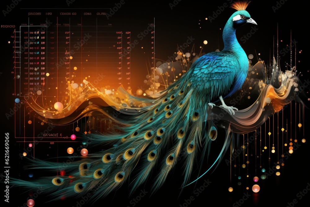 Aufkleber a peacock sitting on top of a tree branch. generative ai image.