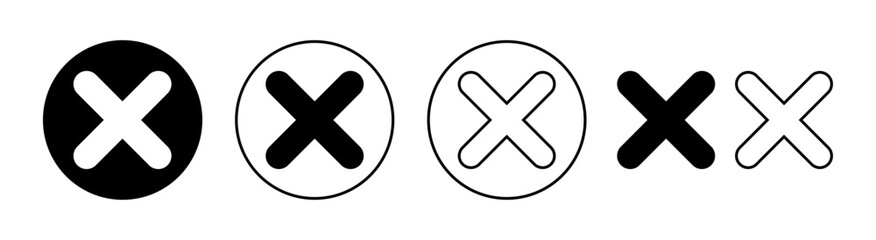 Close icon set for web and mobile app. Delete sign and symbol. cross sign
