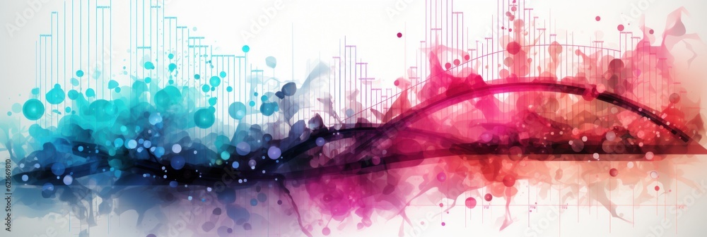 Poster a colorful picture of a bridge over a river. generative ai image.
