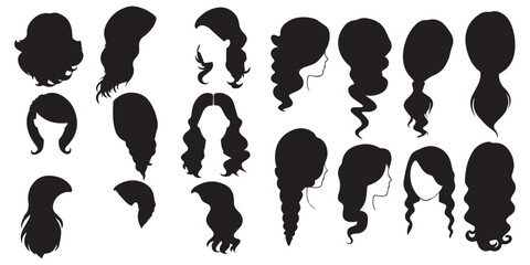 A set of Women's Hairstyle vector illustration