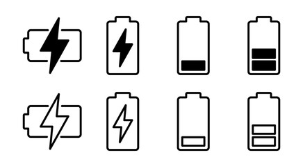 Battery icon set illustration. battery charging sign and symbol. battery charge level