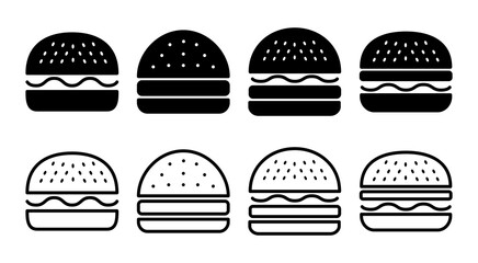 Burger icon set illustration. burger sign and symbol. hamburger