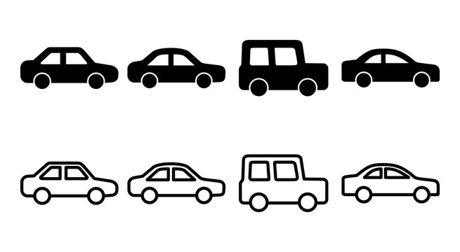 Car icon set illustration. car sign and symbol. small sedan