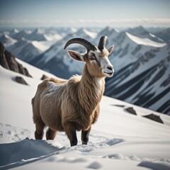 Goat on snowy mountain 1