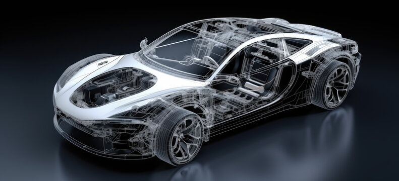 New age of automotive parts and panel design. automotive design and engineering. Hand edited generative AI.