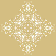 Floral pattern with arabesques. Abstract oriental golden and white ornament. Vintage classic pattern