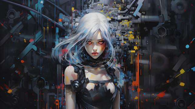 Anime Girl Cyberpunk Digital Painting