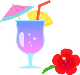 パラソルやフルーツを飾ったグラスドリンク