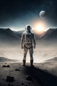 Space Travel - Astronaut - Mars - Interstellar - Created with Generative AI technology.
