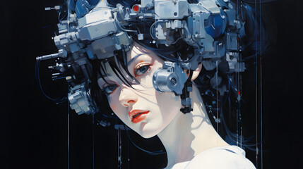 anime girl metal robot cyberpunk