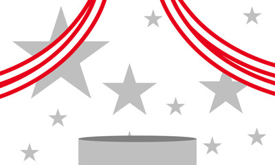 Abstract podium presentation background. America Pedestal presentation with star and ribbon. Mock up show product