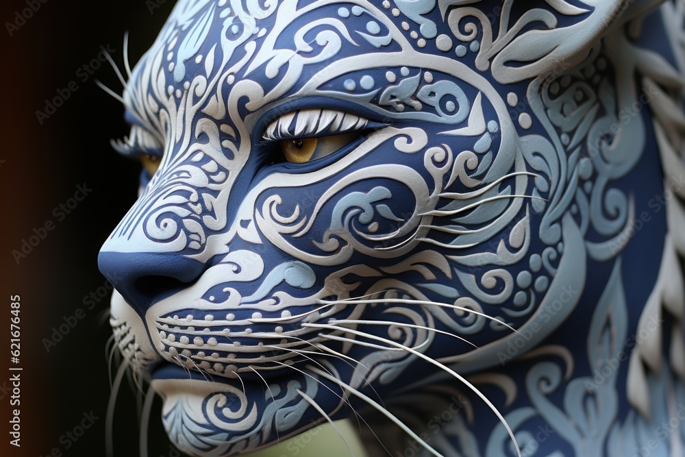Aufkleber a close up of a statue of a cat. generative ai image.