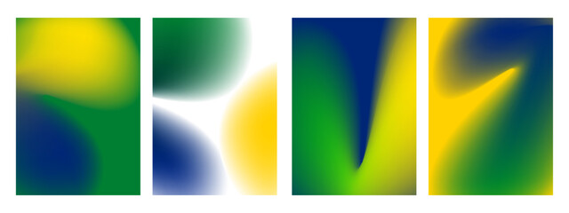 Set of trendy gradient brazil background. Yellow, blue, green abstract gradation. Vector illustration - obrazy, fototapety, plakaty