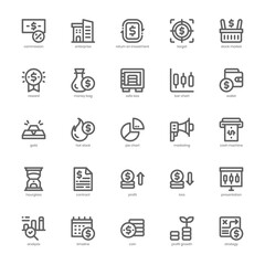 Stock Market Icon pack for your website design, logo, app, and user interface. Stock Market Icon outline design. Vector graphics illustration and editable stroke.