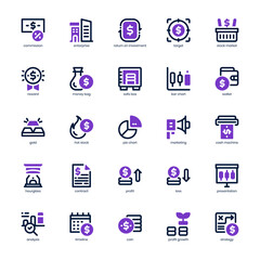 Stock Market Icon pack for your website design, logo, app, and user interface. Stock Market Icon mixed line and solid design. Vector graphics illustration and editable stroke.