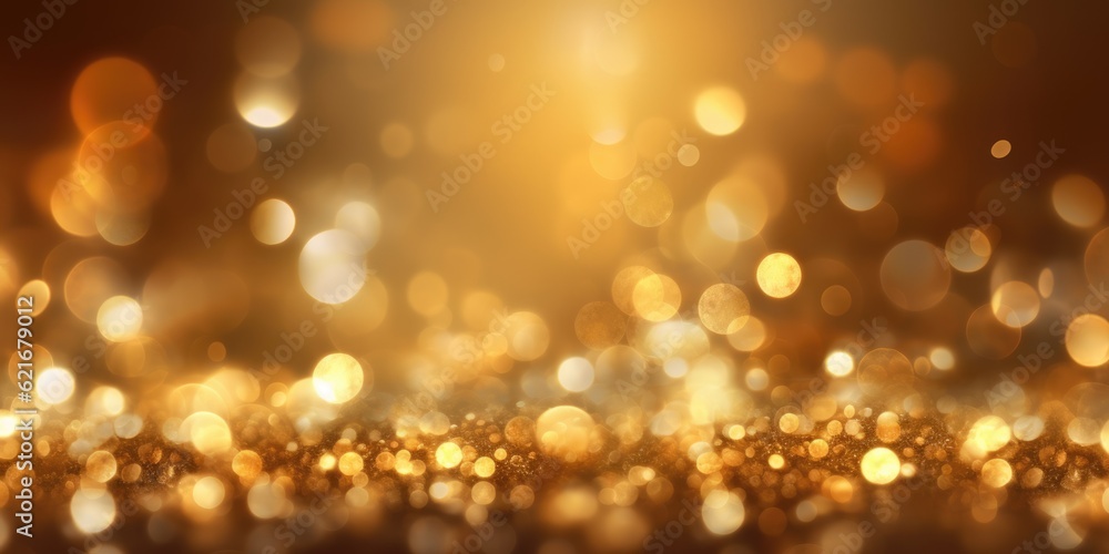 Poster a gold abstract bokeh background. generative ai image aig30.