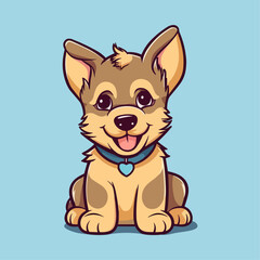 Cute German Shepherd Puppy Cartoon Character: Perfect for Children's Products and Pet-themed Designs