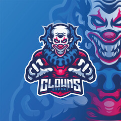 Fototapeta na wymiar Clown Mascot Esport Logo Design Illustration For Gaming Club