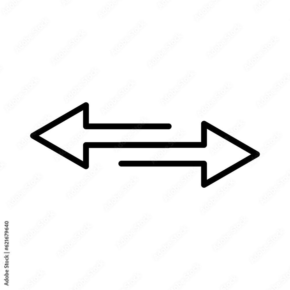 Poster transfer arrow line icon. linear style sign, right arrow left simple line vector icon. symbol, logo 