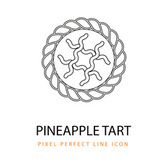 Pineapple Tart Asian Pastry Vector Line Art PNG SVG Icon Illustration Coloring Page