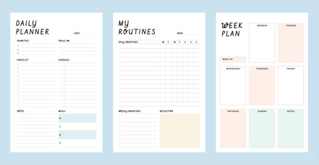 3 set of Daily weekly routine planner. 