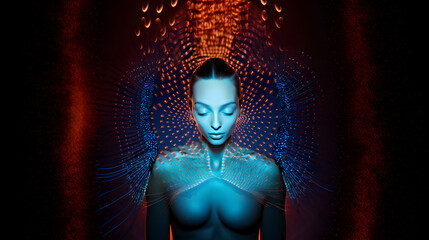 woman meditating, concentration spirituality concept